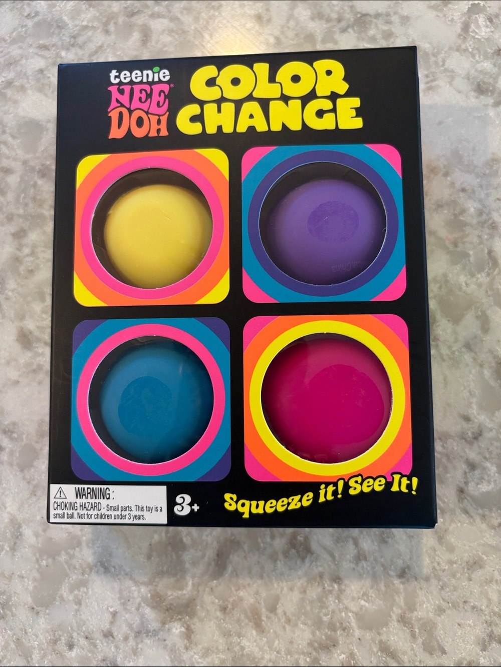 NIB Authentic Schylling NeeDoh Teenie Color Change Squish 4 ct - Sealed box